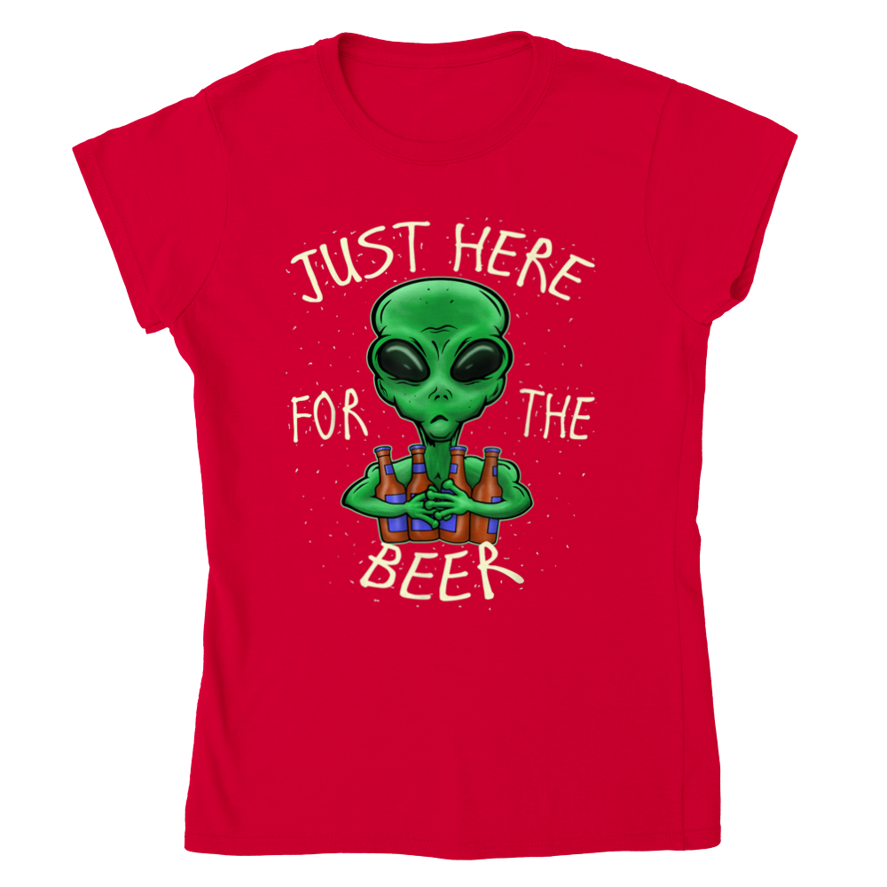 Just Here for the Beer - ET Alien - Classic Womens Crewneck T-shirt - Mister Snarky's