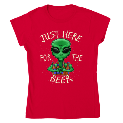 Just Here for the Beer - ET Alien - Classic Womens Crewneck T-shirt - Mister Snarky's