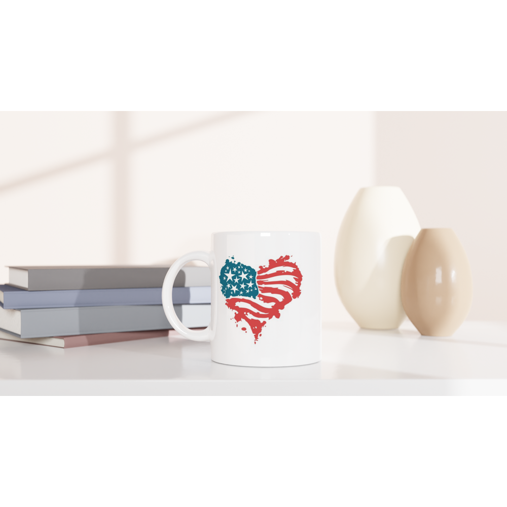 Love America - White 11oz Ceramic Mug - Mister Snarky's