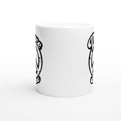 Peace and Love - White 11oz Ceramic Mug - Mister Snarky's