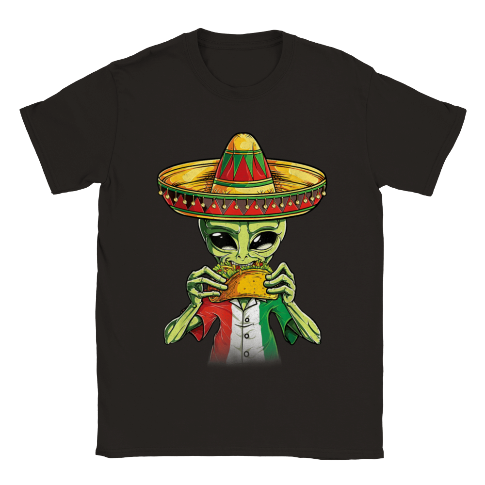 Space Alien eating a Taco - Unisex Crewneck T-shirt - Mister Snarky's