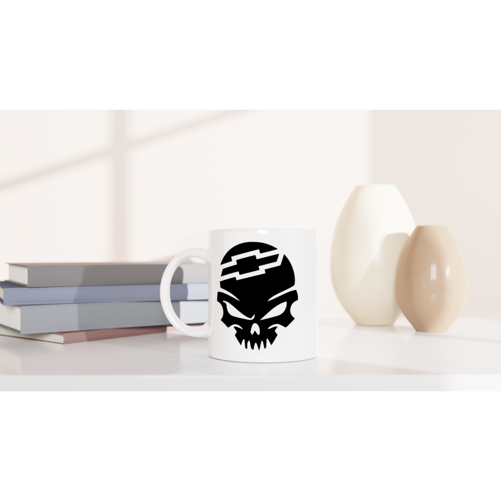 Chevy Skull - White 11oz Ceramic Mug - Mister Snarky's