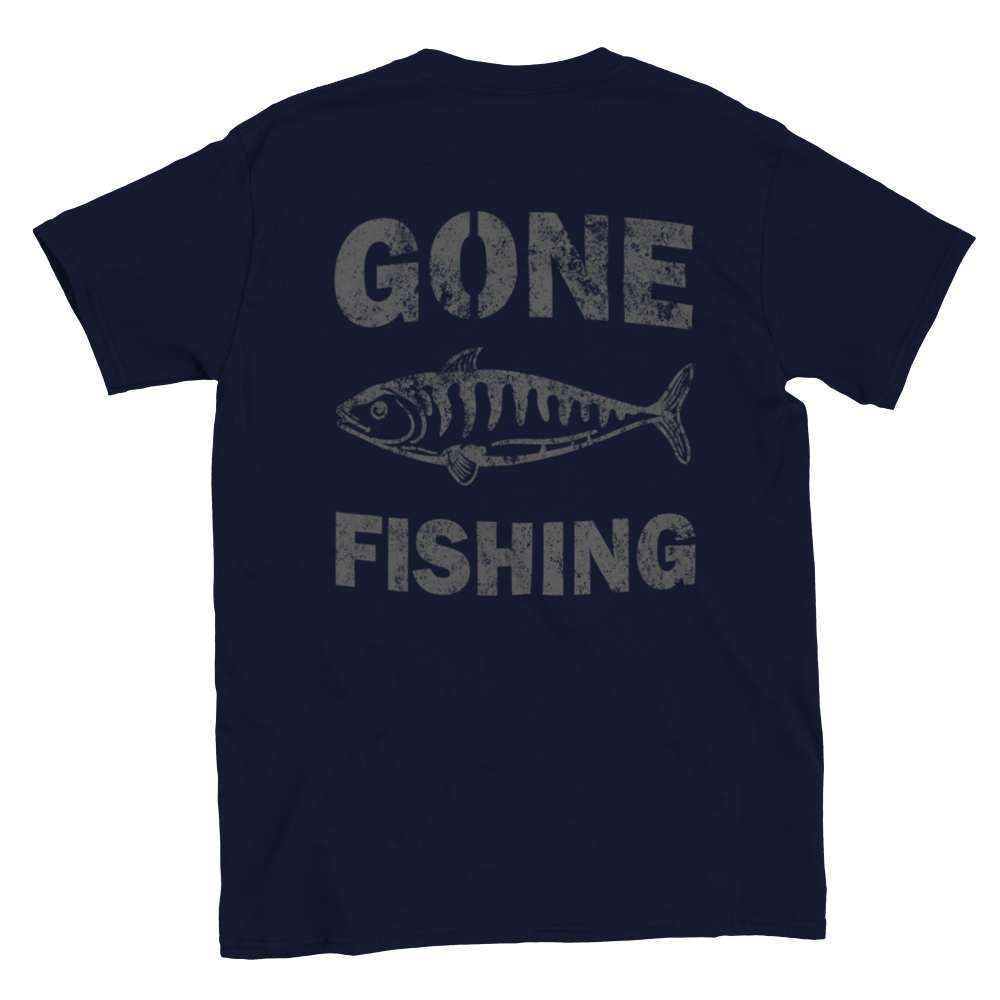 Gone Fishing - Back Print - Classic Unisex Crewneck T-shirt - Mister Snarky's