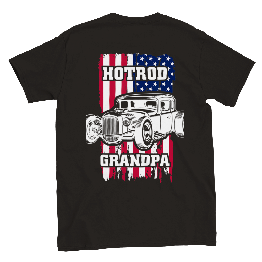 Hot Rod Grandpa - Back Print - Classic Unisex Crewneck T-shirt - Mister Snarky's