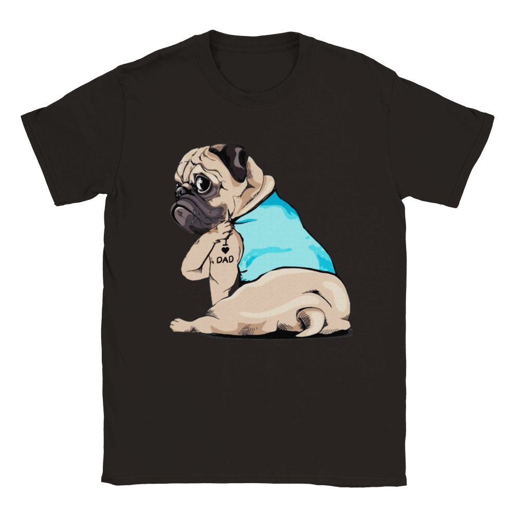 Pug Loves Dad - Classic Unisex Crewneck T-shirt - Mister Snarky's