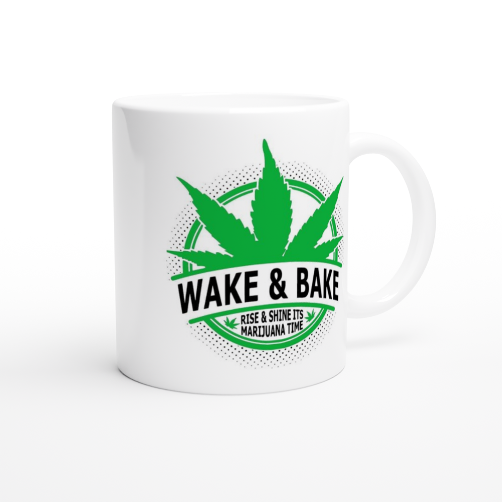 Wake & Bake - White 11oz Ceramic Mug - Mister Snarky's