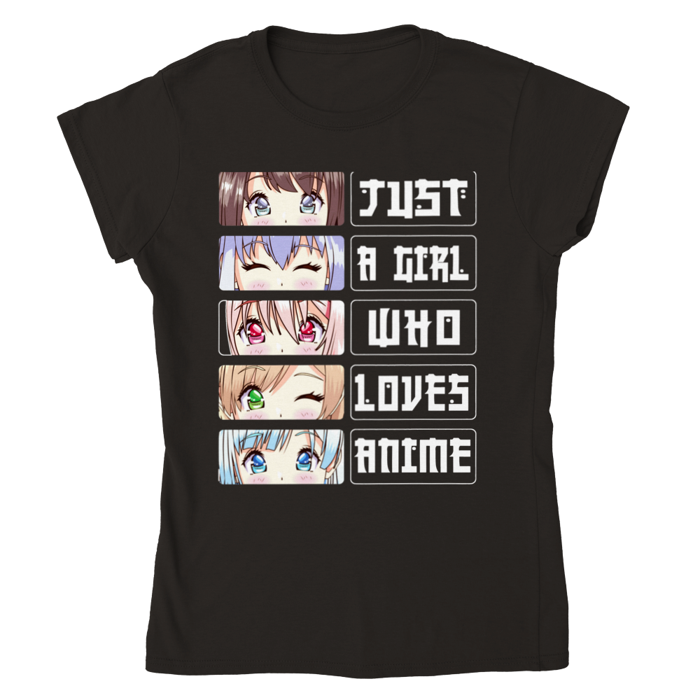 Just a Girl Who Loves Anime - Classic Womens Crewneck T-shirt - Mister Snarky's