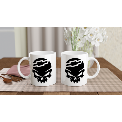Chevy Skull - White 11oz Ceramic Mug - Mister Snarky's